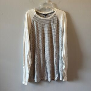 VINCE Striped Baseball Tee Grey & White Size XL Casual Luxe